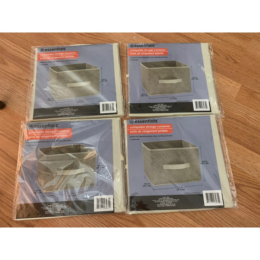 Lot  Of 4  Essentials Collapsible Storage Containers  NEW